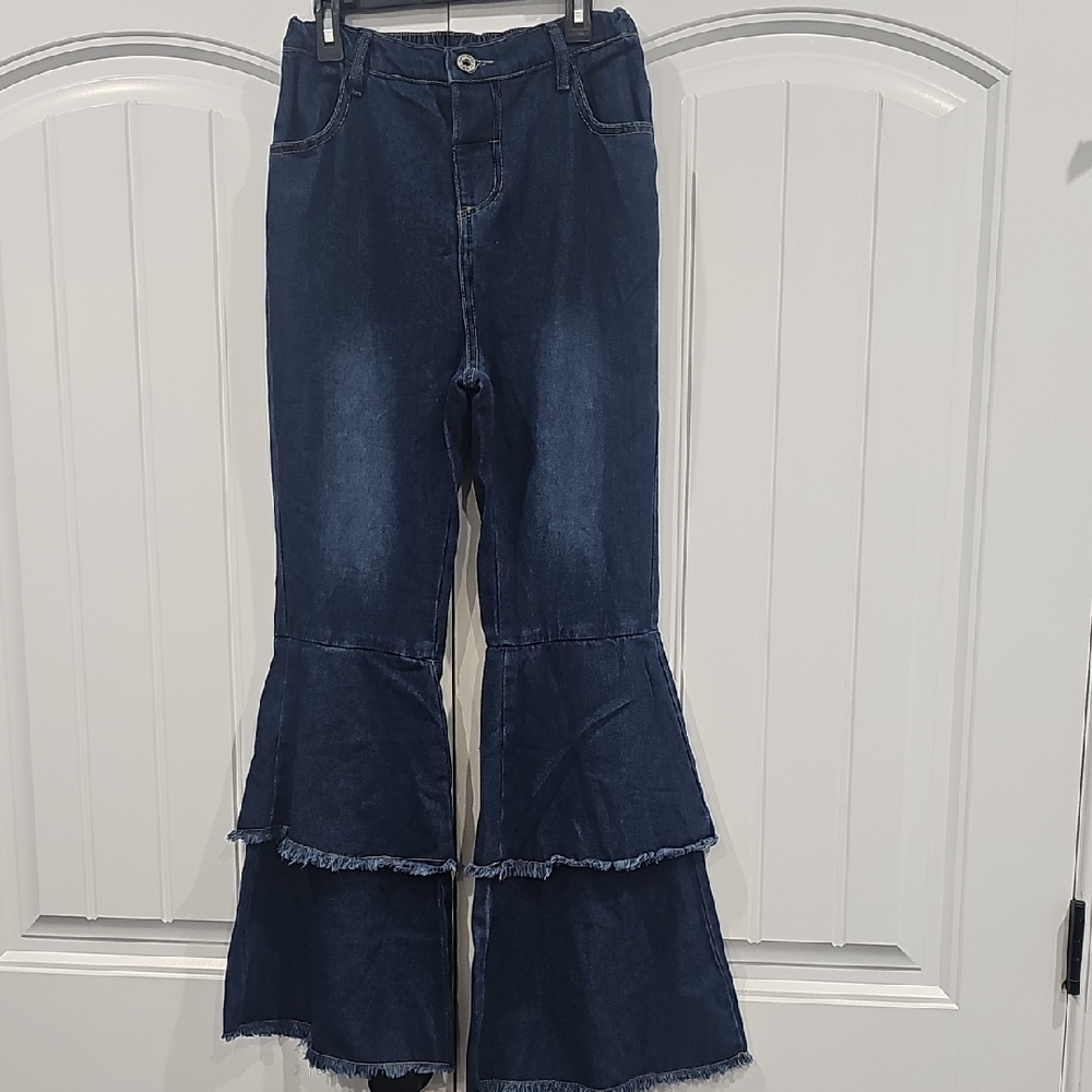 Girls Flared Blue Jeans